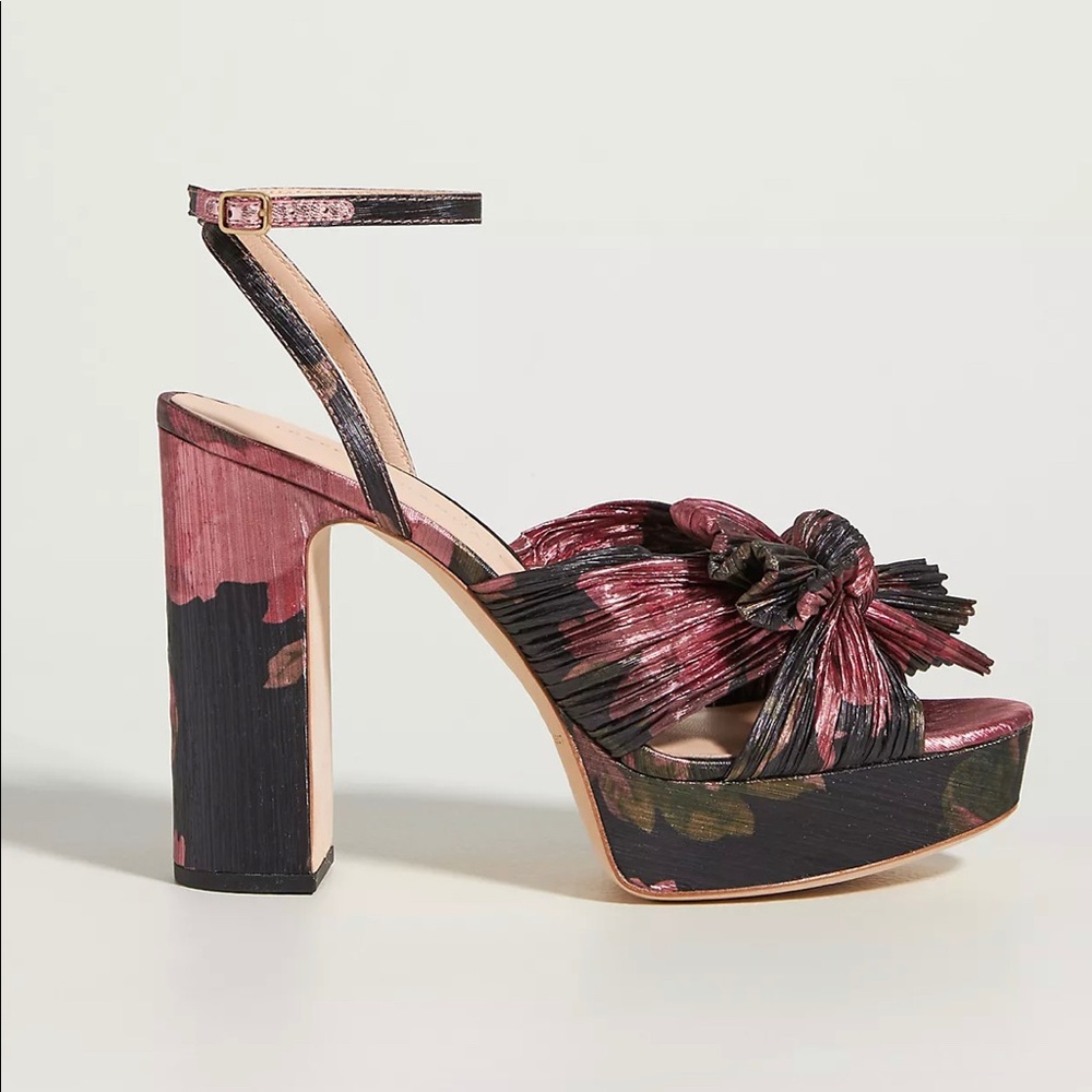 Loeffler Randall pink and black floral heels